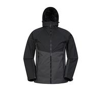 Mountain Warehouse Verge Extreme Mens Waterproof Jacket - 10,000mm, Breathable, Taped Seams, Packaway Hood Rain Coat - Best for Wet Weather, Walking, Outdoors & Camping Black 2XL