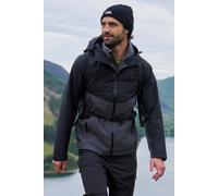 Mountain Warehouse Verge Extreme Mens Waterproof Jacket - 10,000mm, Breathable, Taped Seams, Packaway Hood Rain Coat - Best for Wet Weather, Walking, Outdoors & Camping Black M