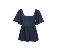 Mountain Warehouse 'Verona' WoMens Broderie Sleeve Top with Ruched Back Summer Casual Blouse Navy Cotton - Size 8 UK