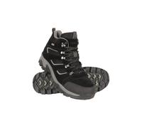 Mountain Warehouse 'Voyage' Mens Mid Hiking Boots with High Traction Outsole Waterproof Trekking Shoes Black Leather - Size UK 9
