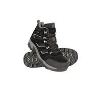 Mountain Warehouse Voyage Mens Waterproof Mid Hiking Boots - Suede & Mesh Upper, EVA Midsole, High Rise Shoes, Rubber Outsole Footwear - Spring Summer, Walking Jet Black Adult Shoe Size 11