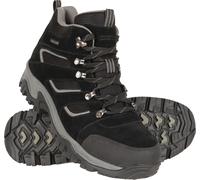 Mountain Warehouse Voyage Mens Waterproof Mid Hiking Boots - Suede & Mesh Upper, EVA Midsole, High Rise Hiking Boots, Rubber Outsole Shoe -Footwear for Walking, Trekking Jet Black Adult Shoe Size 10