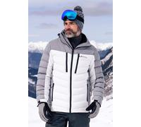Mountain Warehouse Vulcan Mens Padded Ski Jacket - Snowproof & Breathable Coat with Padded Insulation, Detachable Hood & Snowskirt - For Winter Skiing & Winter Sports White S