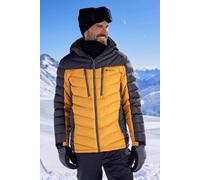 Mountain Warehouse Vulcan Mens Padded Ski Jacket - Snowproof & Breathable Coat with Padded Insulation, Detachable Hood & Snowskirt - For Winter Skiing & Winter Sports Mustard XXS