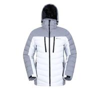 Mountain Warehouse Vulcan Mens Padded Ski Jacket - Snowproof & Breathable Coat with Padded Insulation, Detachable Hood & Snowskirt - For Winter Skiing & Winter Sports White XS