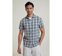 Mountain Warehouse Weekender Short Sleeved Mens Shirt - 100% Cotton Shirt, Lightweight Casual Top, Breathable, Comfortable - Spring Summer, Walking, Camping Light Grey S
