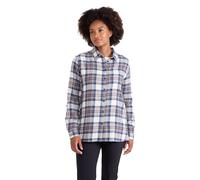 Mountain Warehouse Balsam Brushed Longline Flannel Long Sleeve Womens Shirt - Breathable Checked Shirt, Antipill, Lightweight Ladies Top, Warm - Spring Summer Blue Women's Size 12
