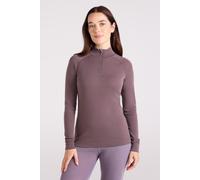 Mountain Warehouse Merino Womens Thermal Baselayer Top - Long Sleeves Ladies T-Shirt, Zip Neck Top, Lightweight, Easy Care Tee - Spring Summer, Travel, Outdoors Brown Women's Size 6