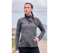 Mountain Warehouse Bend & Stretch Womens Midlayer Jacket - Zipped, Long Sleeve Pullover, Wicking Sweatshirt, Warm Ladies Coat - For Spring Summer, Travel, Camping, Hiking Black Women's Size 8