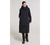 Mountain Warehouse Womens Cosy Wrap Long Down Jacket Water Resistant Hooded Full Zip Winter Coat Black - Size 10 UK