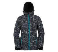 Mountain Warehouse Womens Exodus Animal Print Water Resistant Soft Shell Jacket - Black - 4 UK - Black - 95% Polyester/5% Elastane