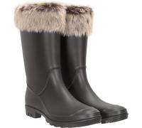 Mountain Warehouse Faux Fur Womens Wellies - Fully Waterproof Ladies Wellington Rain Boots, Cotton Lining, Moulded Footbed - Best for Autumn Winter, Outdoors & Daily Use Beige Adult Shoe Size 7