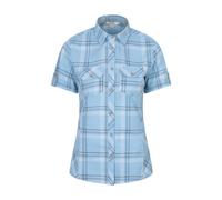 Mountain Warehouse Holiday Womens Cotton Shirt - Short Sleeve Ladies Top, Casual Shirt, Lightweight Ladies Shirt, Breathable Blouse - for Travelling, Walking Corn Blue Women's Size 10