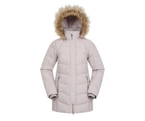 Mountain Warehouse Womens Isla II Long Down Jacket - Beige - 12 UK - Beige - 70% Polyester/24% Duck Down/6% Duck Feather