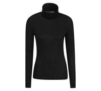 Mountain Warehouse Womens Merino Roll Neck Top Quick Wicking Thermal Base Layer Black