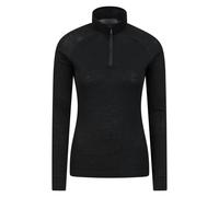 Mountain Warehouse Women's Merino Wool Zip Neck Thermal Top - Black - Black - 22 UK