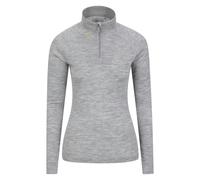 Mountain Warehouse Women's Merino Wool Zip Neck Thermal Top - Light Grey - Light Grey - 10 UK