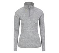 Mountain Warehouse Women's Merino Wool Zip Neck Thermal Top - Light Grey - Light Grey - 12 UK