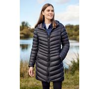 Mountain Warehouse Florence Womens Long Padded Jacket - Lightweight, Water Resistant Puffer Rain Coat, Warm -30C Heat Rating - Autumn, Winter, Outdoor Jet Black Women's Size 14