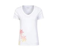 Mountain Warehouse Womens Palm Tree V Neck T-Shirt - White - White - 6 UK - 100% Organic Cotton