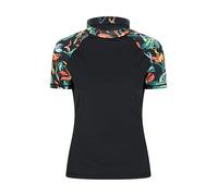 Mountain Warehouse Womens Patterned Rash Vest - UPF50+ Sun Protection, Rash Guard, Quick Drying, Flat Seams Swimwear, Stretch Top- for Spring Summer, Swimming Jet Black (Patterned) 10