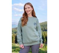 Mountain Warehouse Womens Printed Sweatshirt Casual Relaxed Fit Comfortable Crew Neck Pullover Top Olive Cotton - Size 20 UK