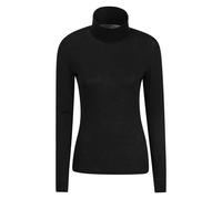 Mountain Warehouse Womens Merino Roll Neck Top - Quick Wicking, Quick Drying, Antibacterial, Ladies Baselayer - Best for Winter Camping, Outdoors, Travelling & Hiking Black Women's Size 8
