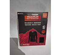 Mountain Warehouse Women's Round Neck Top Merino Wool Base Layer Black Size 10