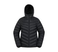 Mountain Warehouse Seasons Womens Padded Jacket - Water Resistant, Warm Ladies Coat, Front Pockets, Adjustable Elastic Cuffs & Hood - for Autumn, Winter, Outdoors Jet Black Women's Size 4