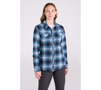 Mountain Warehouse Womens Willow Brushed Flannel Shirt Long Sleeve Breathable Casual Top Dark Blue Cotton - Size 8 UK