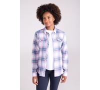 Mountain Warehouse Womens Willow Brushed Flannel Shirt Long Sleeve Breathable Casual Top Off-White Cotton - Size 16 UK