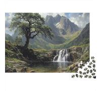 Mountain Waterfall Jigsaw Puzzle 1000 Piece Puzzle Game for Adults Nature Scene Focus Relax Home 52x38cm/1000pcs