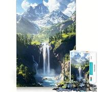 Mountain Waterfall Landscape 1000 Piece Jigsaw Puzzles for Adults Jigsaw Brain Skill Warm Time Exact Edge (38x52cm)