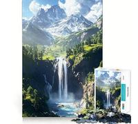 Mountain Waterfall Landscape 1000 Piece Jigsaw Puzzles for Adults Jigsaw Brain Skill Warm Time Exact Edge (50x75cm)
