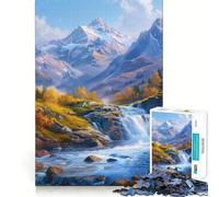 Mountain Waterfall Landscape 1000 Pieces Jigsaw Puzzles for Teenagers Wise Think Toy Calm Fun Clear Cut Art Collectible (50x75cm)