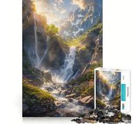 Mountain Waterfall Landscape Adult Jigsaw Puzzles1000 Pieces Mind Exercise Toy Tension Relief Design Assembly Lovely Present (38x52cm)