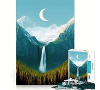Mountain Waterfall Landscape Jigsaw Puzzle for Adults 1000 Pieces Intellect Toy Peaceful Fun Precise Cut Santa Wish List (50x75cm)
