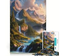 Mountain Waterfall Landscape Jigsaw Puzzle for Adults 1000 Pieces Intellect Toy Peaceful Fun Precise Cut Santa Wish List (50x75cm)