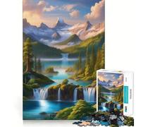 Mountain Waterfall Landscape Jigsaw Puzzles for Adults1000 Pieces Focus Brain Toy Relax Time Tight Edge Santa Wish Pick (38x26cm)