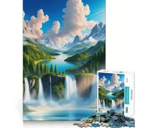 Mountain Waterfall Landscape Jigsaw Puzzles for Adults1000 Pieces Focus Brain Toy Relax Time Tight Edge Santa Wish Pick (38x26cm)