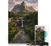 Mountain Waterfall Landscape Jigsaw Puzzles for Teenagers 1000 Piece Mental Toy Leisure Fun Premium Cut Thoughtful Gift (38x26cm)