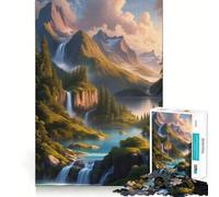 Mountain Waterfall Landscape Jigsaw Puzzles for Teenagers 1000 Pieces Fine Logic Toy Soft Relax Neat Edge Premium Gift (38x26cm)