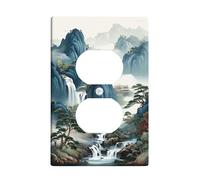 Mountain Waterfall Light Switch Cover Plates/Outlet Covers, Serene Blue Landscapes for Home Decor, Thermoplastic Wall Plates, Standard Size Single Duplex Outlet
