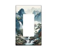 Mountain Waterfall Light Switch Cover Plates/Outlet Covers, Serene Blue Landscapes for Home Decor, Thermoplastic Wall Plates, Standard Size Single Rocker