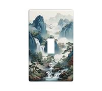 Mountain Waterfall Light Switch Cover Plates/Outlet Covers, Serene Blue Landscapes for Home Decor, Thermoplastic Wall Plates, Standard Size Single Toggle