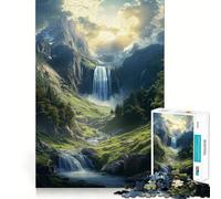 Mountain Waterfall Nature Landscape 1000 Piece Jigsaw Puzzles for Adults Jigsaw Brain Play Relax Mind Sharp Edge Premium Gift (38x26cm)