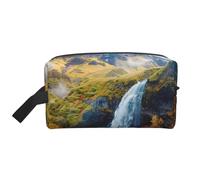 Mountain Waterfall Prints Makeup Bags for Women Girls Large Capacity Zipper Cosmetic Bag Travel Toiletry Bag Organizer with Handle