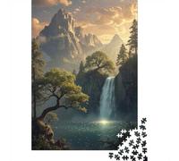 Mountain Waterfall Serenity 1000-Piece Jigsaw Puzzle for Adults, 52x38cm/1000pcs, Low-dust White Cardboard Pieces; Screen-free Family Time at Home