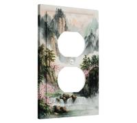 Mountain Waterfall Switch Cover Plate Serene Natural Scene Home Decor Thermoplastic Wall Plates Standard Size Single Duplex Plug