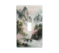 Mountain Waterfall Switch Plate/Exit Covers Serene Natural Scene Home Decor Thermoplastic Wall Plates Standard Size Single Rocker
